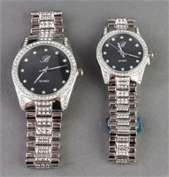 Burgi Crystal-Set Stainless Steel Watches, 2
