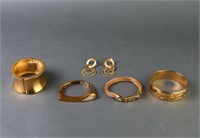 Gold-Tone Bangle Bracelets & Earrings, 5 Pcs.