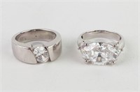 Sterling Silver & CZ Rings, Group of 2