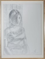 Fioretti Portrait of a Young Girl Pencil on Paper