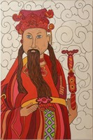 Asian Bearded Immortal Acrylic on Canvas