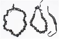 Black Cast Resin Bead Necklaces & Link Bracelet, 3