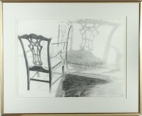 Chippendale Chair Drawing Signed 'Patti Hansen'