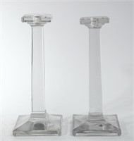 Tall Glass Candle Holders, Pair