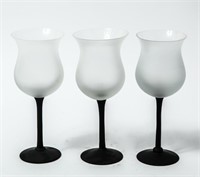 Frosted And Black Wine Glasses, 3