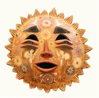 Vintage Terracotta Sun Face Signed
