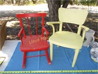 Antique Wood Child's Chairs - 2pc
