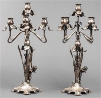 Lazarus Posen  Art Nouveau Silver Candelabra, Pair