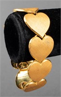 Vintage 18K Yellow Gold Florentine Heart Bracelet