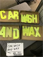 CAR WASH AND WAX metal letters, 7.5" tall