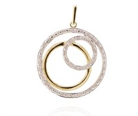 Diamond set 9ct two tone gold circle pendant