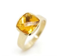 Citrine and 9ct yellow gold ring