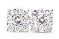 Diamond and 18ct white gold cluster stud earrings