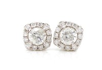 Diamond halo and 18ct white gold stud earrings