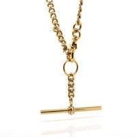 Antique 9ct yellow gold fob chain necklace