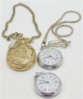 Lot of 3 Modern Mechanical Wind-Up Pocket Watches
