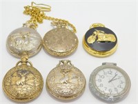 Lot of 6 Pocket Watches: Sold As-Is for Parts,
