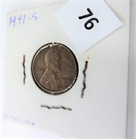 1941-S Lincoln Penny / Filled Die