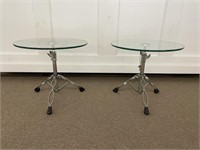 Pair of Drum Stand Plate Glass End Stand