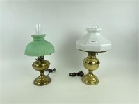 2 Brass Electrified Oil Lamps