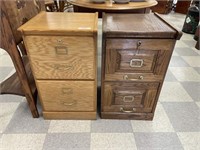 Two Modern Oak File Cabinets