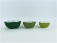 3 Avocado Green Pyrex Nesting Mixing Bowls