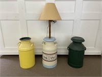 3 Painted Milk Cans