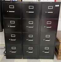 3 Black Metal File Cabinets
