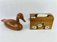 Dome Top Duck Painted Box & Life Size Goose