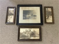 4 Prints in Oak Frames