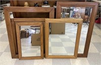 3 Mirrors in Oak Frames & 2 Oak Picture Frames