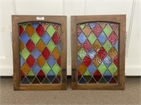 Pair of Colored Stained Glass Windows