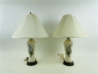 2 Lilac Table Lamps and 9 Miscellaneous Shades