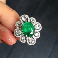 2ct Colombian emerald ring with 18K gold diamonds