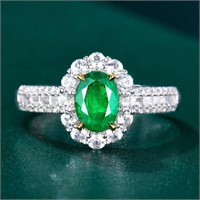 1ct Colombian Emerald Ring with 18K Gold Diamonds