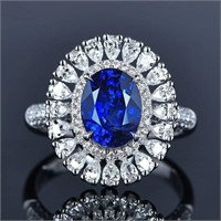 3.5ct Sri Lanka Royal Blue Sapphire Ring 18k Gold