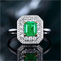 1ct Colombian Natural Emerald Ring 18k Gold