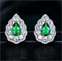 0.75ct Colombian Emerald 18K Gold Stud Earrings