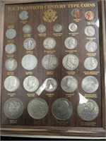 US TWENTIETH CENTURY TYPE COINS IN FRAME