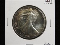 1992 1 OZ .999 SILVER EAGLE GEM