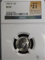 1996 W GRADED MS 66 ROOSEVELT DIME