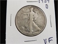 1939 D WALKING LIBERTY HALF DOLLAR 90%