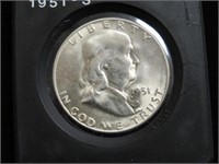 1951 S FRANKLIN HALF DOLLAR 90%