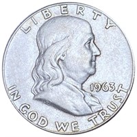 1963-D Franklin Half Dollar ABOUT UNCIRCULATED