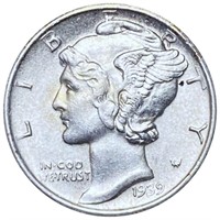 1939-D Mercury Silver Dime CLOSELY UNCIRCULATED