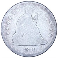 1861 Seated Liberty Quarter NICELY CIRCULATED