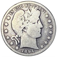 1894-O Barber Half Dollar NICELY CIRCULATED