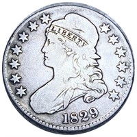 1829 Capped Bust Half Dollar LIGHTLY CIRCULATED