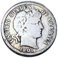 1901 Barber Dime NICELY CIRCULATED