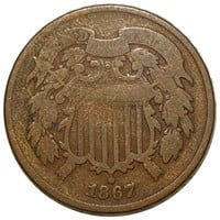 1867 Two Cent Piece NICELY CIRCULATED